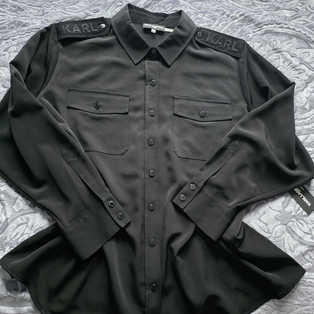 Karl Lagerfeld Paris Womens Plus Size Utility Shirt NWT